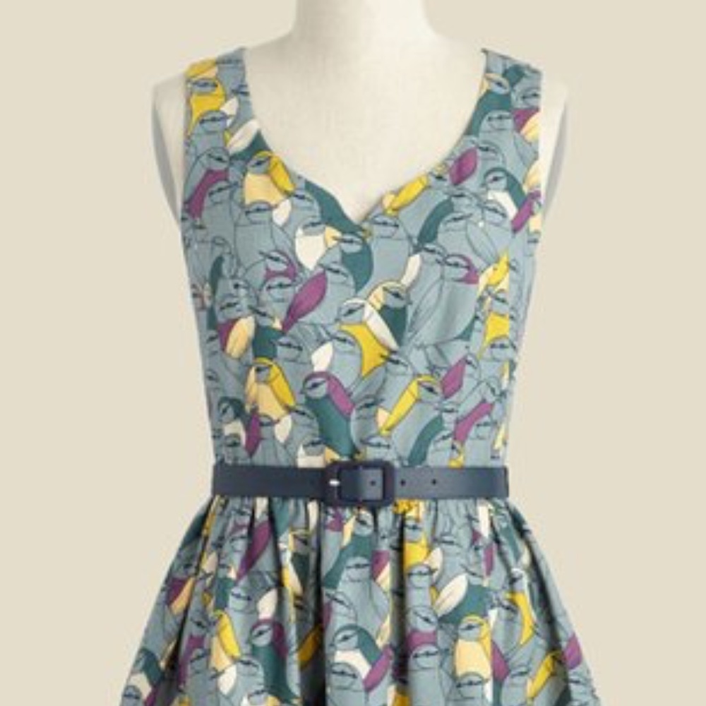Modcloth "To Thrill a Mockingbird" Dress in Birds